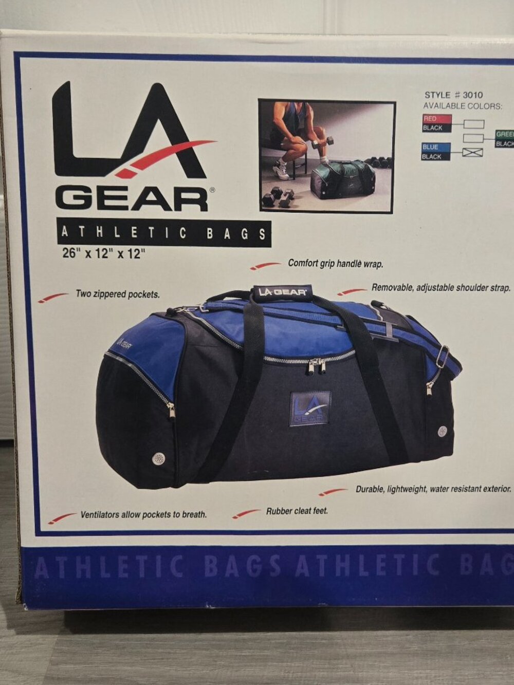 Vintage LA gear, New Old Stock Duffel Bag 80s 90s Era in Original Packaging